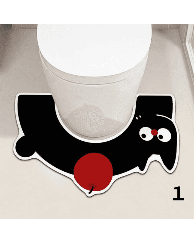 トイレマット 愛らしい黒猫デザイン防水トイレマット