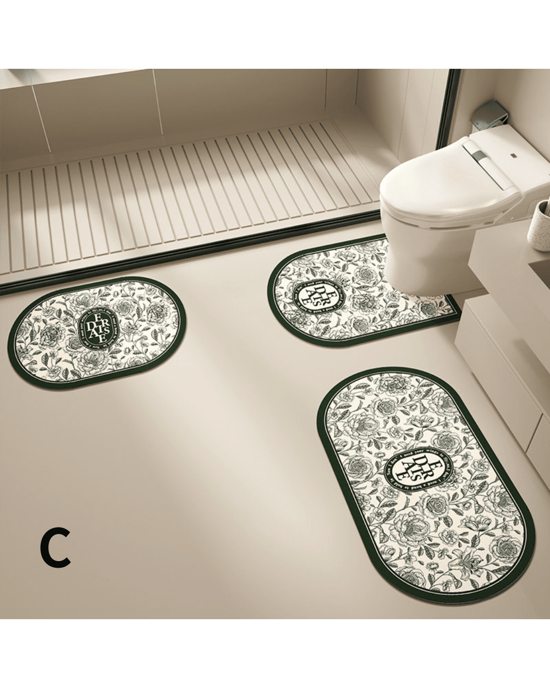 トイレマット 薔薇刺繍トイレマット