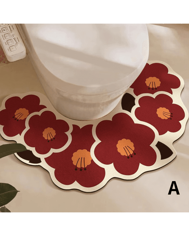 トイレマット 花びら型デイジー柄珪藻土トイレマット