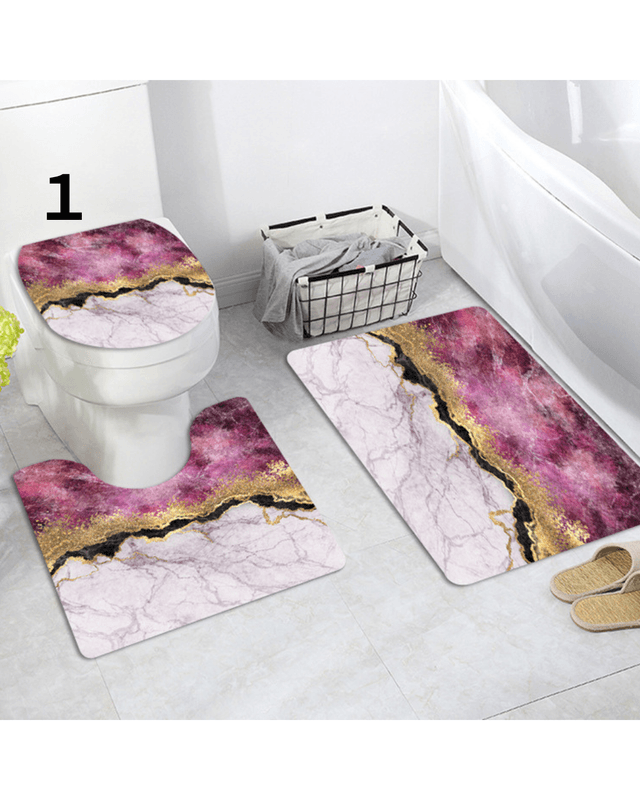 トイレマット 大理石風金箔ライン トイレマット三点セット
