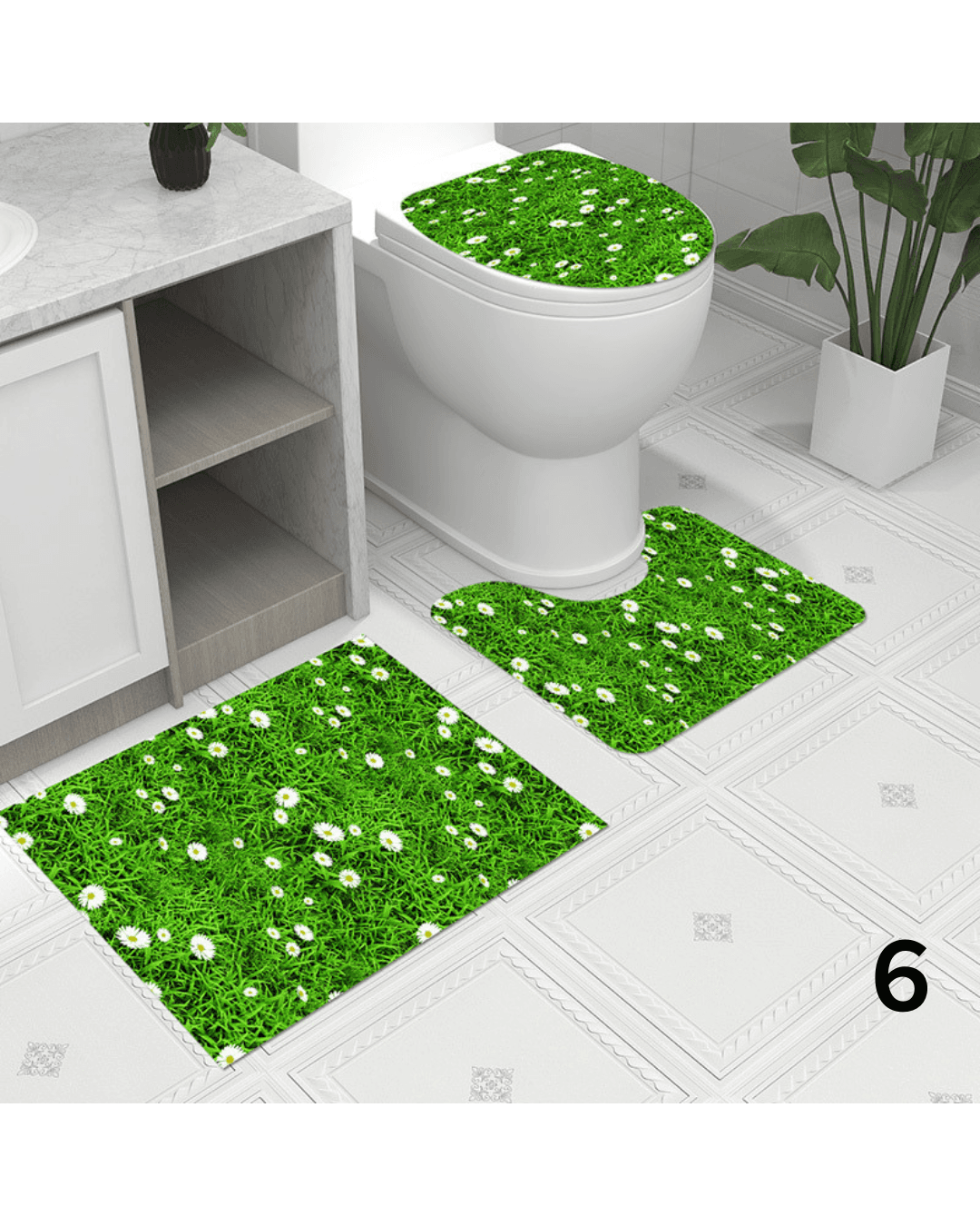 トイレマット 華やかな薔薇柄トイレマット三点セット