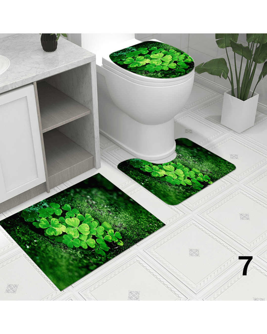 トイレマット 華やかな薔薇柄トイレマット三点セット