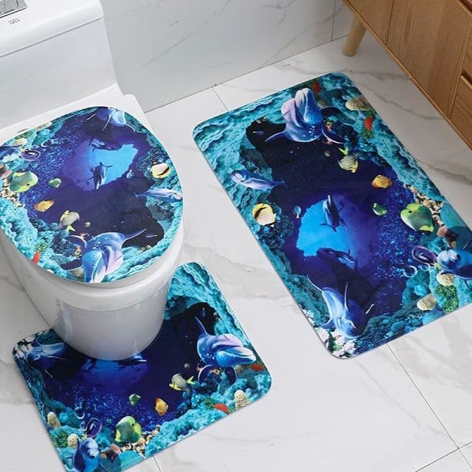 トイレマット 幾何学模様トイレマット三点セット