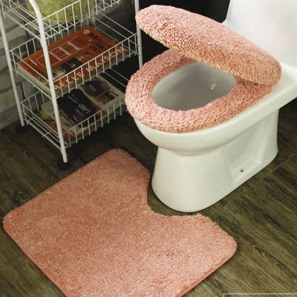 トイレマット ふわふわボリューム防滑トイレマット二点セット