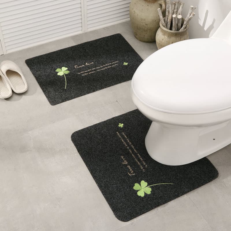 トイレマット 四つ葉のクローバー刺繍付きトイレマット