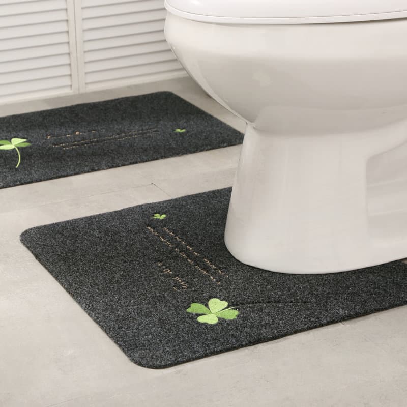 トイレマット 四つ葉のクローバー刺繍付きトイレマット