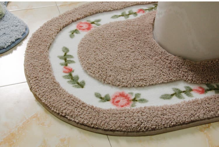 トイレマット 花柄刺繍ふんわりもこもこトイレマット