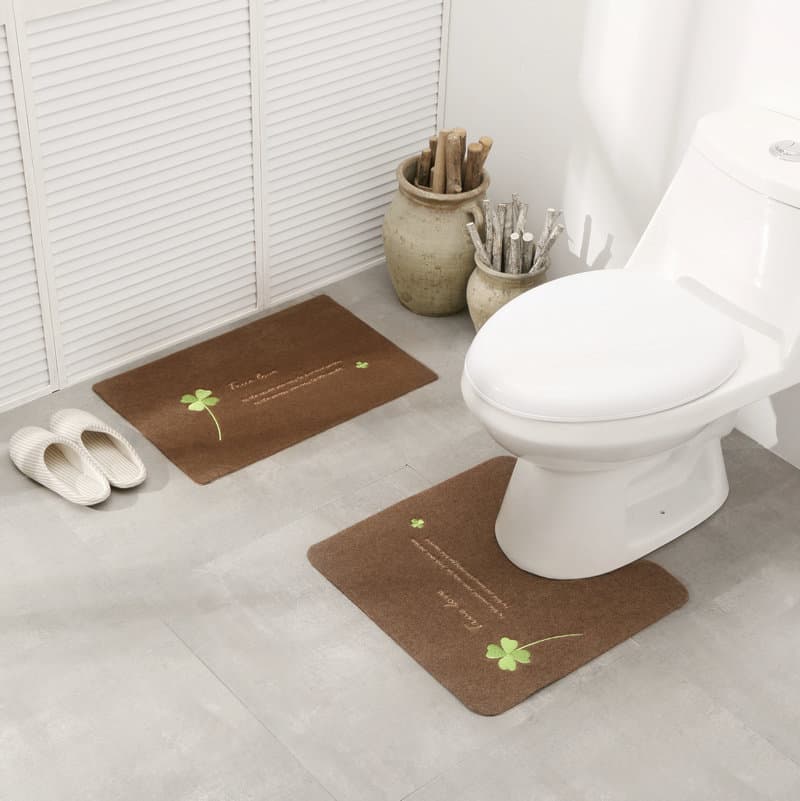 トイレマット 四つ葉のクローバー刺繍付きトイレマット