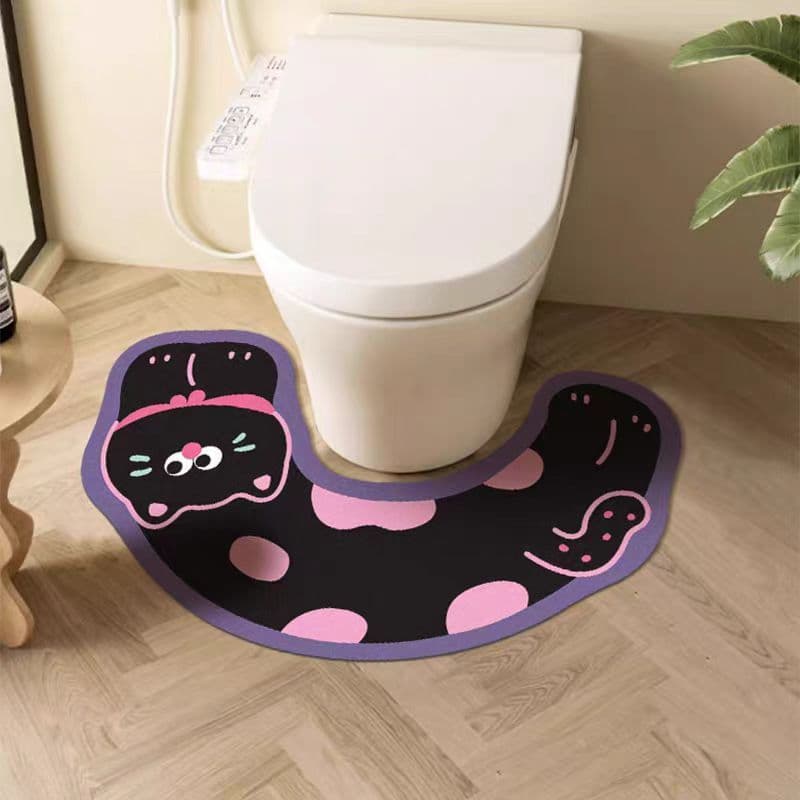 トイレマット 可愛い猫型シリコン製トイレマット