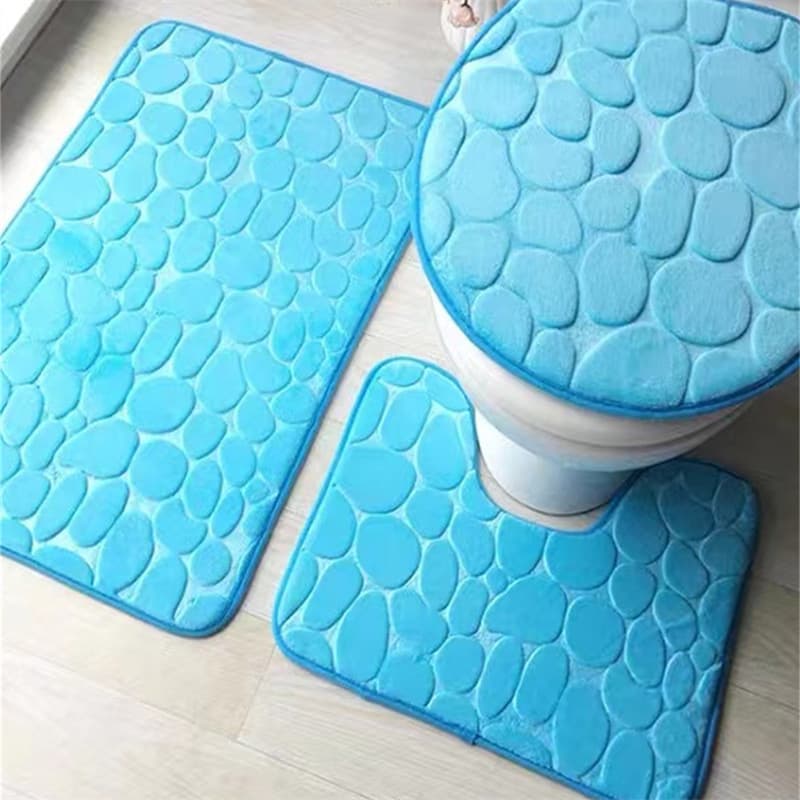 トイレマット 立体小石柄トイレマット三点セット
